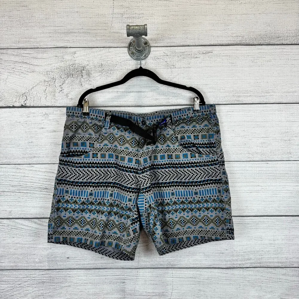 Kavu Men's Gray Belted Geometric Outdoor Hiking Chilli Shorts Size XXL